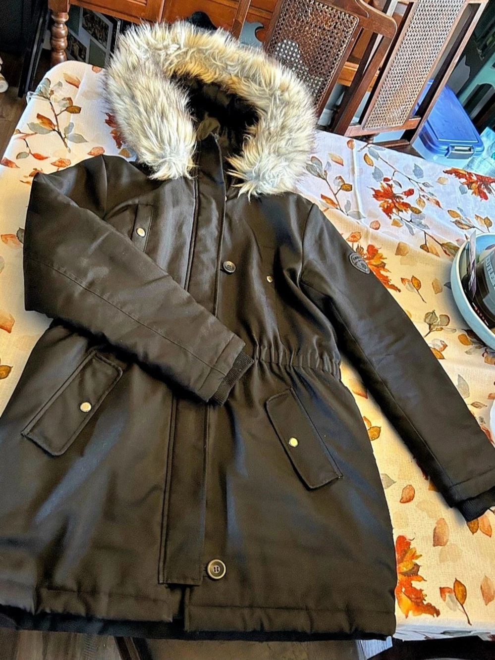 ONLY Iris Fur Parka Black Fur-Trimmed Hood